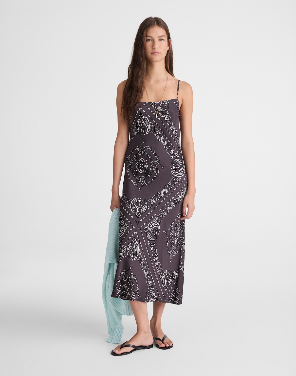 Madewell Cami Midi Slip Dress in Chocolate Plum, square neckline