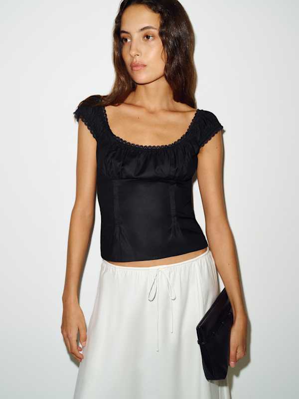 Reformation Amouret Top in Black, square neckline